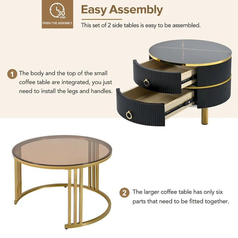 Table basse ronde empilable