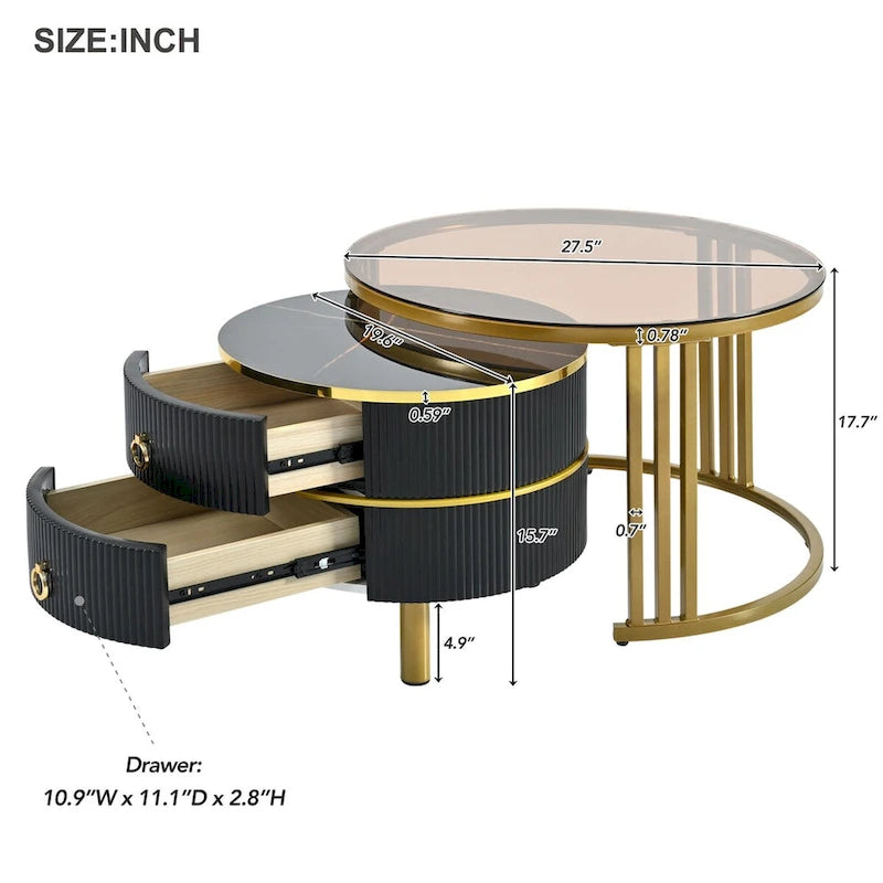 Table basse ronde empilable