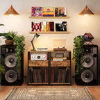 Meuble pour tourne-disque avec rangement pour vinyles – 15,7x11,8x27,6