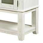 Buffet en bois de 60 pouces avec portes doubles en verre, blanc vieilli et gris