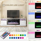 Meuble TV avec cheminée électrique de 36 pouces, meuble de divertissement et console pour téléviseurs jusqu'à 80 pouces pour le salon - 185 cm de large